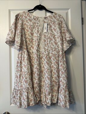 Joe Fresh White Floral Tiered Babydoll Dress